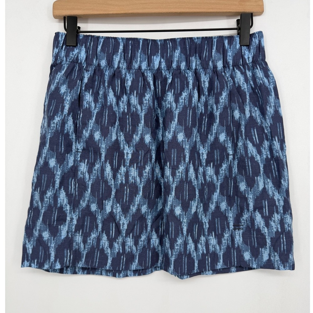 Toad&Co Hillrose Skirt Women Small Blue Ikat Elastic Waist Casual Summer